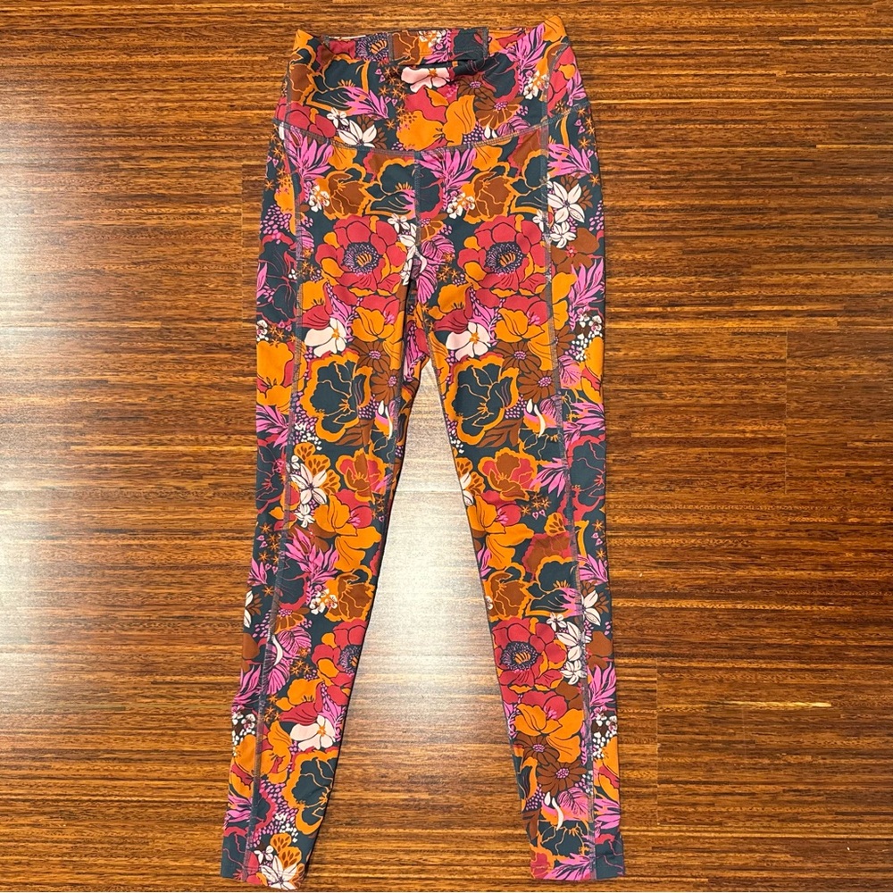 Free People Movement Size XS Free Love Orange Floral Print EUC